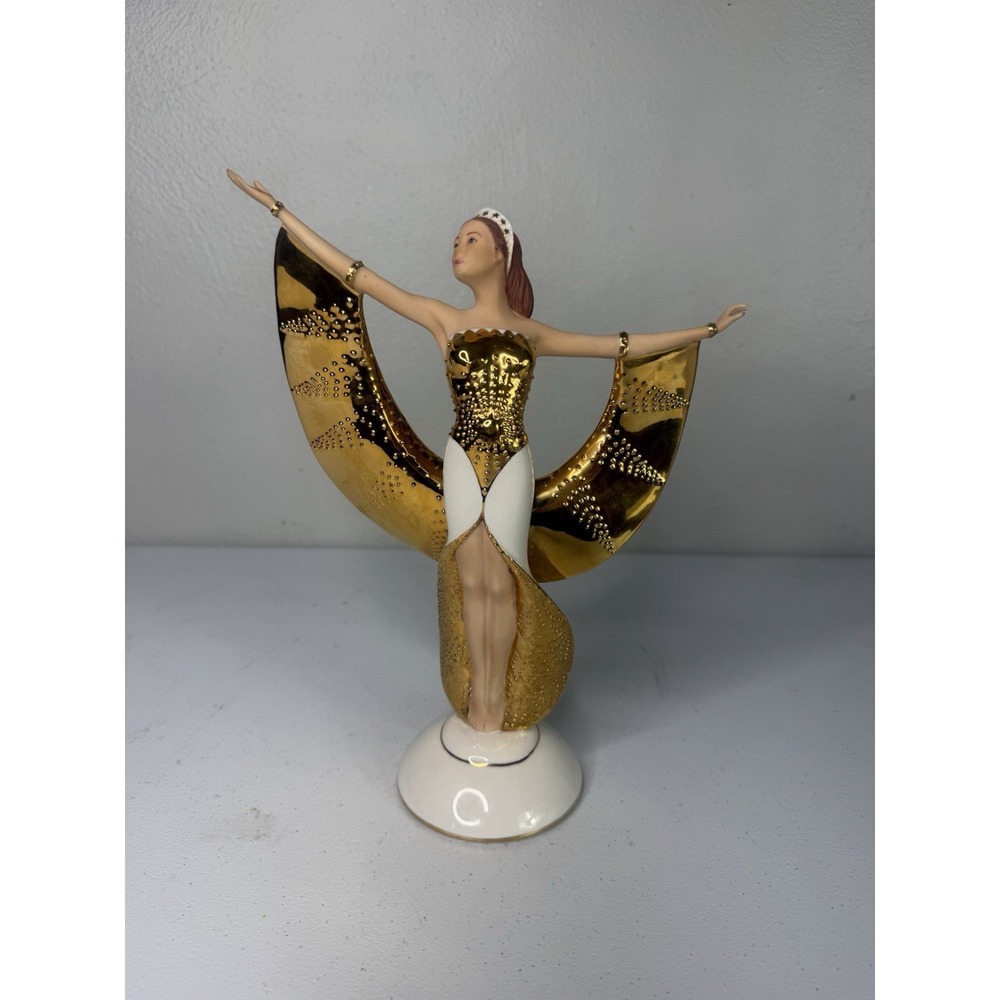 Vintage 1989 Franklin Mint "Sunrise in Gold" Fine Porcelain Figurine Art Deco